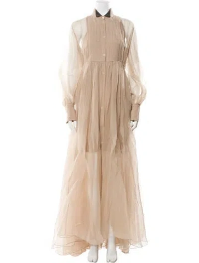 Pre-owned Brunello Cucinelli Silk Long Dress W/ Tags In Neutral