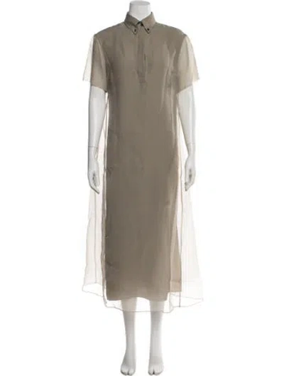 Pre-owned Brunello Cucinelli Silk Long Dress W/ Tags In Neutral
