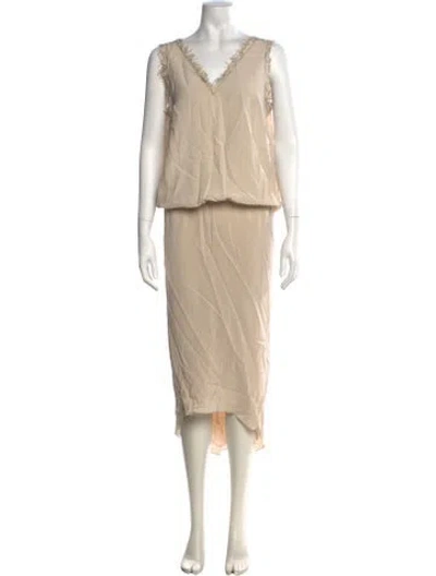 Pre-owned Brunello Cucinelli Silk Long Dress W/ Tags In Neutral