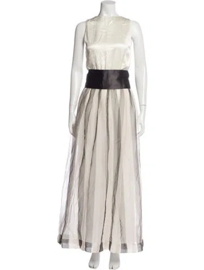 Pre-owned Brunello Cucinelli Silk Long Dress In White