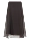 Brunello Cucinelli Women Brown Crispy Silk Circle Skirt