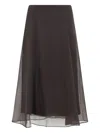 Brunello Cucinelli Dark Brown Silk Skirt In Brown