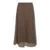 Brunello Cucinelli Women Brown Shiny Waistband Pleated Midi Skirt In Brown