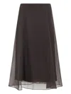 Brunello Cucinelli Silk Long Skirt In Brown