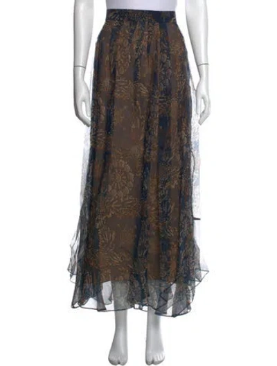 Pre-owned Brunello Cucinelli Silk Long Skirt W/ Tags In Blue
