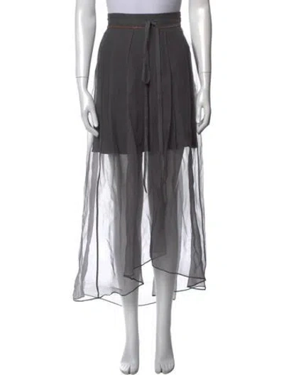 Pre-owned Brunello Cucinelli Silk Long Skirt W/ Tags In Gray