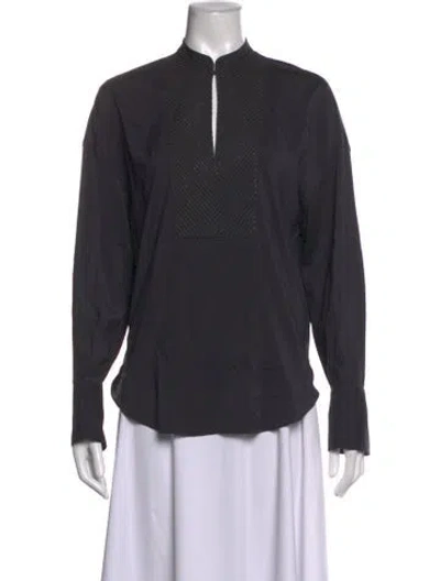 Pre-owned Brunello Cucinelli Silk Long Sleeve Blouse In Black