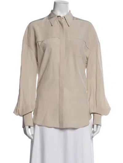 Pre-owned Brunello Cucinelli Silk Long Sleeve Blouse In Gray