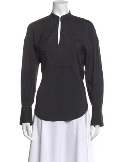 Pre-owned Brunello Cucinelli Silk Long Sleeve Blouse In Grey