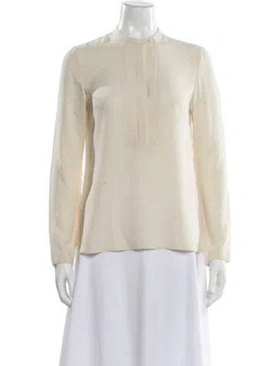 Pre-owned Brunello Cucinelli Silk Long Sleeve Blouse In Neutral