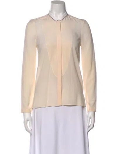 Pre-owned Brunello Cucinelli Silk Long Sleeve Blouse In Neutral