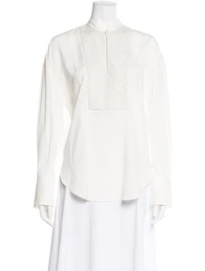 Pre-owned Brunello Cucinelli Silk Long Sleeve Blouse In Neutral