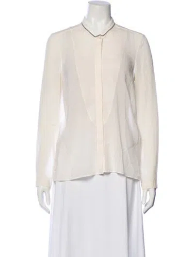 Pre-owned Brunello Cucinelli Silk Long Sleeve Blouse In Neutral