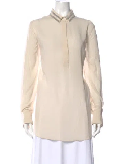 Pre-owned Brunello Cucinelli Silk Long Sleeve Blouse In Neutral