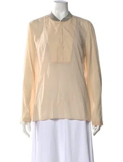 Pre-owned Brunello Cucinelli Silk Long Sleeve Blouse In Neutral