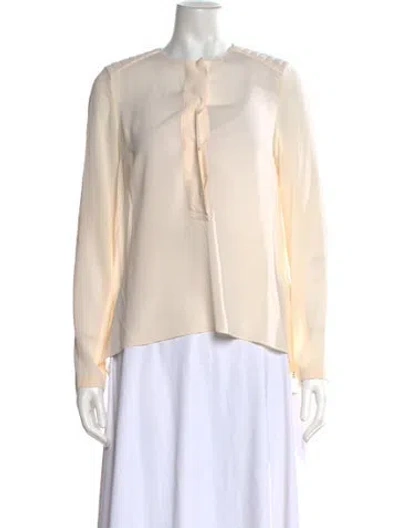 Pre-owned Brunello Cucinelli Silk Long Sleeve Blouse In Neutral