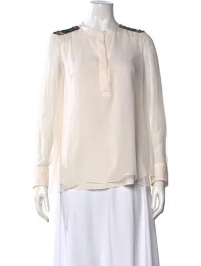 Pre-owned Brunello Cucinelli Silk Long Sleeve Blouse In Neutral