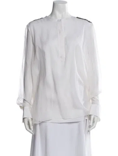 Pre-owned Brunello Cucinelli Silk Long Sleeve Blouse In Neutrals