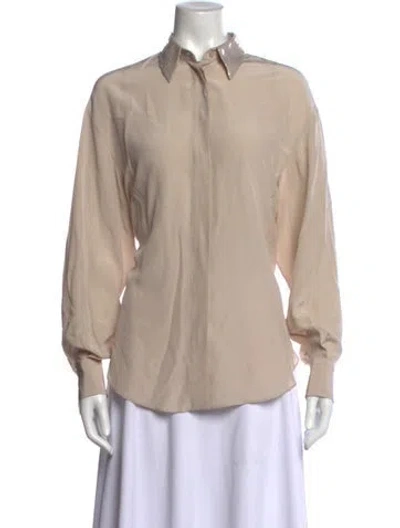 Pre-owned Brunello Cucinelli Silk Long Sleeve Blouse In Neutrals