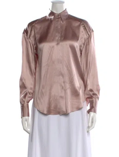Pre-owned Brunello Cucinelli Silk Long Sleeve Blouse In Pink