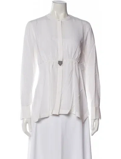Pre-owned Brunello Cucinelli Silk Long Sleeve Blouse W/ Tags In Neutral