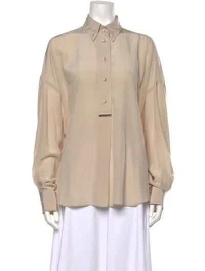 Pre-owned Brunello Cucinelli Silk Long Sleeve Blouse W/ Tags In Neutral