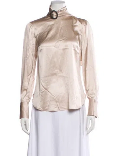 Pre-owned Brunello Cucinelli Silk Long Sleeve Blouse In White