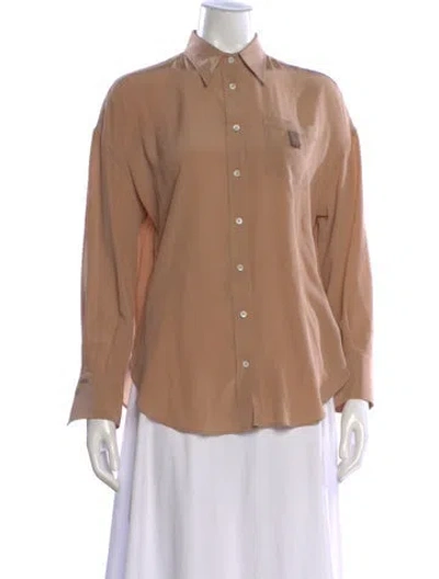 Pre-owned Brunello Cucinelli Silk Long Sleeve Button-up Top