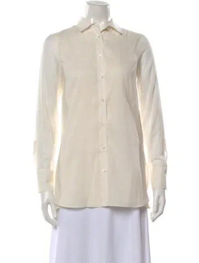 Pre-owned Brunello Cucinelli Silk Long Sleeve Button-up Top In Neutral