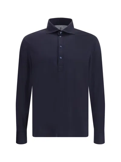 Brunello Cucinelli Silk Long Sleeve Jersey In Blue
