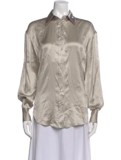 Pre-owned Brunello Cucinelli Silk Long Sleeve Top In Neutral