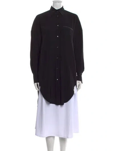 Pre-owned Brunello Cucinelli Silk Long Sleeve Tunic In Black