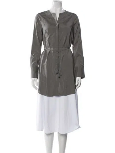 Pre-owned Brunello Cucinelli Silk Long Sleeve Tunic In Gray
