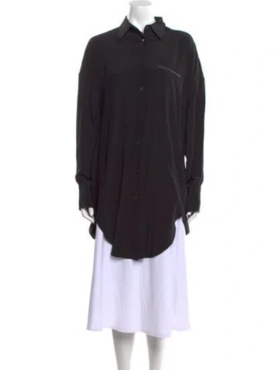 Pre-owned Brunello Cucinelli Silk Long Sleeve Tunic W/ Tags In Black