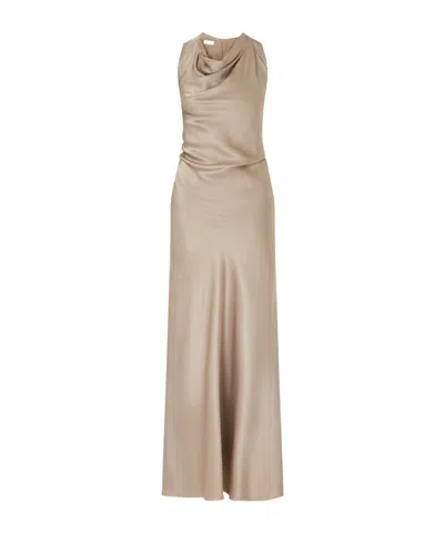 Brunello Cucinelli Silk Maxi Dress In Brown