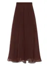 Brunello Cucinelli Flared Silk Skirt Sheer Overlay