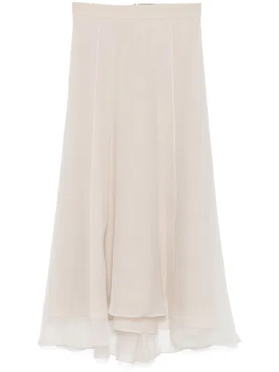 Brunello Cucinelli Silk Maxi Skirt In Beige