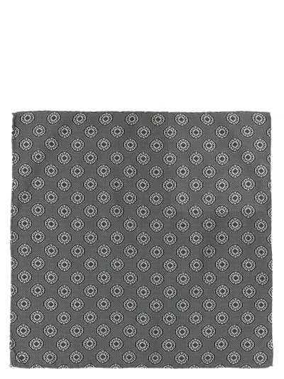 Brunello Cucinelli Silk Medallion-pattern Clutch In Gray