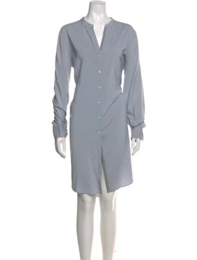 Pre-owned Brunello Cucinelli Silk Midi Length Dress In Blue