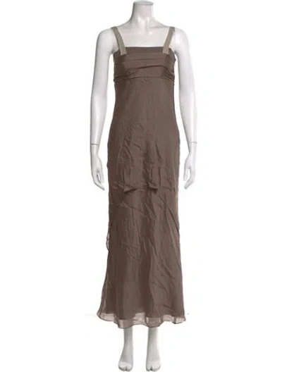 Pre-owned Brunello Cucinelli Silk Midi Length Dress In Brown