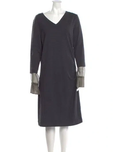 Pre-owned Brunello Cucinelli Silk Midi Length Dress In Gray
