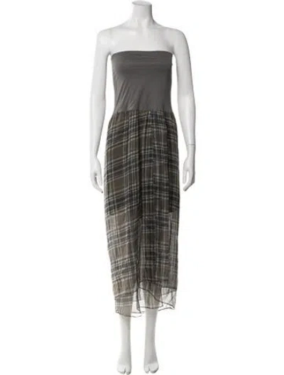 Pre-owned Brunello Cucinelli Silk Midi Length Dress In Gray