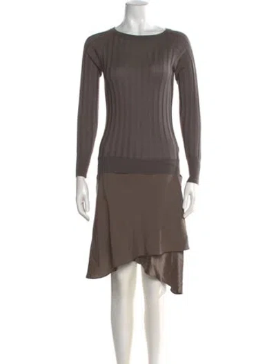 Pre-owned Brunello Cucinelli Silk Midi Length Dress In Gray