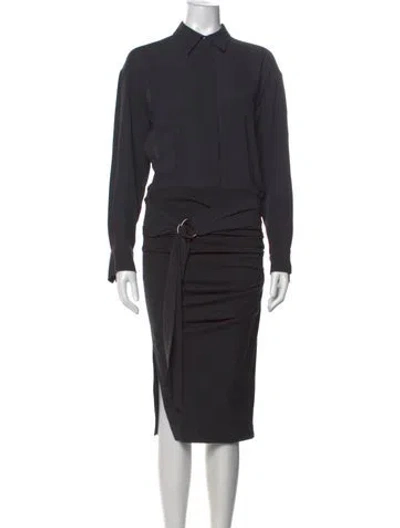 Pre-owned Brunello Cucinelli Silk Midi Length Dress In Gray
