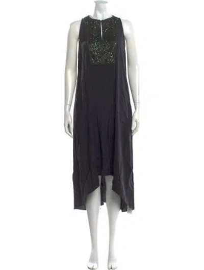 Pre-owned Brunello Cucinelli Silk Midi Length Dress In Grey