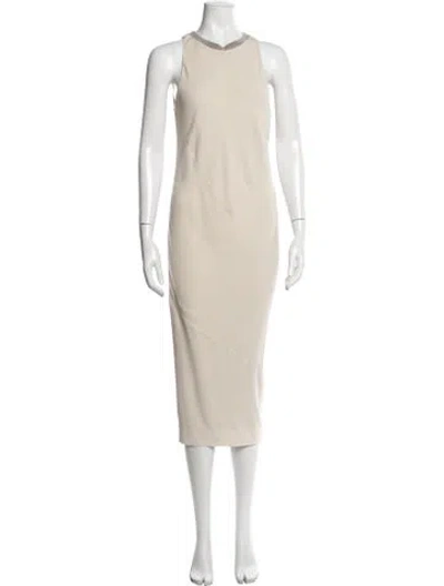 Pre-owned Brunello Cucinelli Silk Midi Length Dress In Neutral