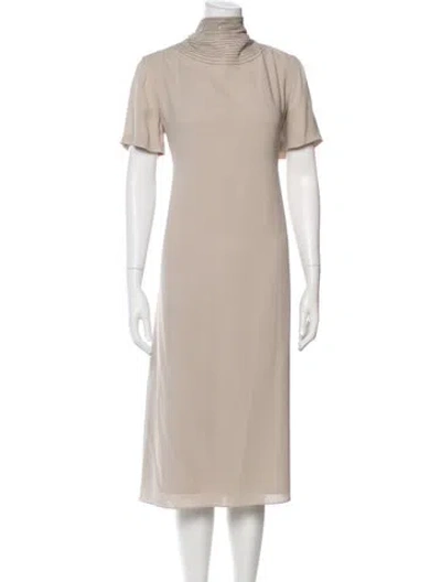 Pre-owned Brunello Cucinelli Silk Midi Length Dress In Neutral
