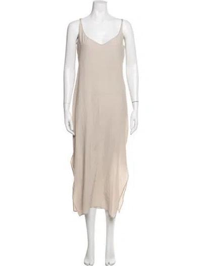 Pre-owned Brunello Cucinelli Silk Midi Length Dress In Neutrals