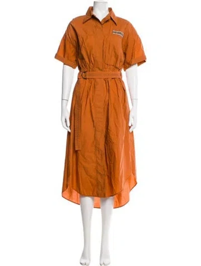Pre-owned Brunello Cucinelli Silk Midi Length Dress In Orange