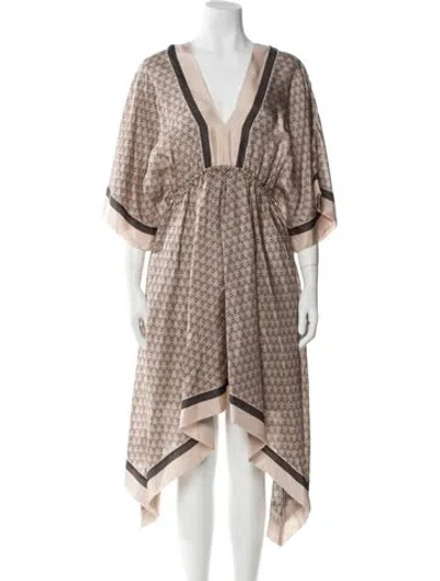 Pre-owned Brunello Cucinelli Silk Midi Length Dress W/ Tags In Neutral
